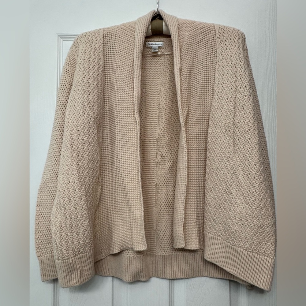 Croft & Barrow Cream Knit Cardigan Sweater SZ Petite Large